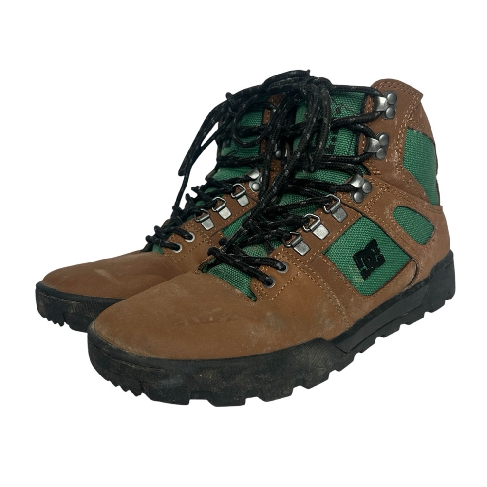 DC Pure Hi Weather Resistant Leather Work Boots Brown Green Men’s Size 8